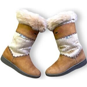 Vtg Garden Sport Women’s Tan Goat Fur Winter BOOTS Italy 40 EU/ 9-9.5 US